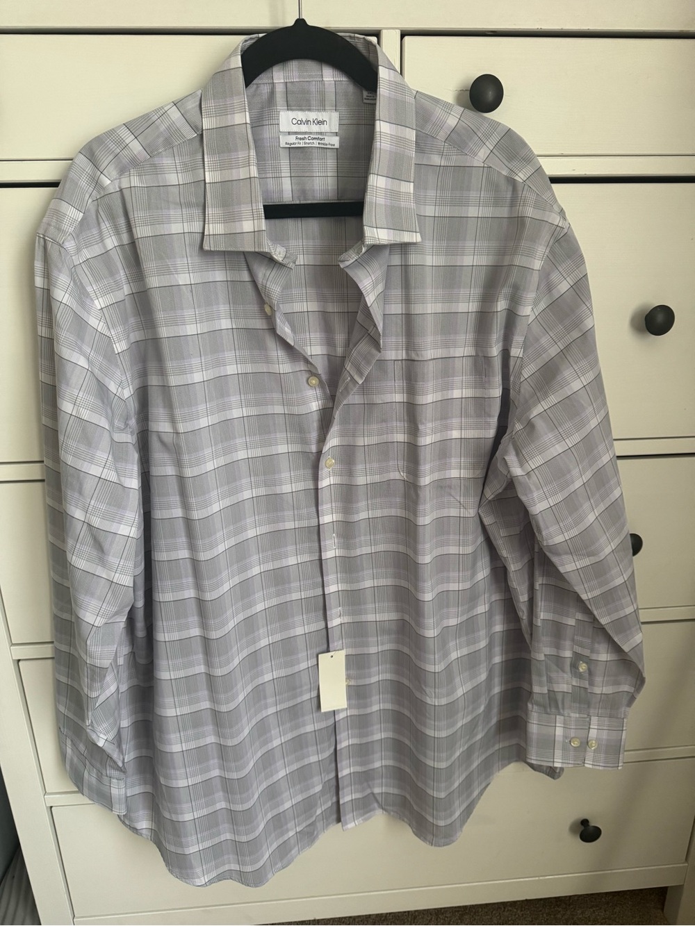 NWT Calvin Klein Men’s Gray Plaid Dress Shirt